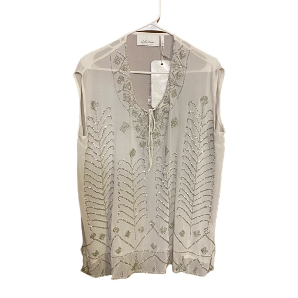 LaBellum Hillary Scott NWT Embroidered Sparkly Beaded Women’s Tank Blouse Sz XL